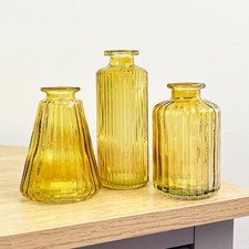 Yellow Glass Bud Vase Set of 3