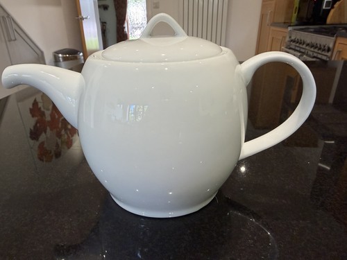 White porcelain teapot - white, medium