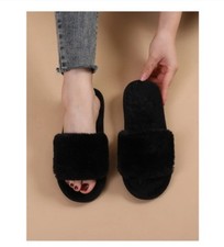 Fluffy Open Toe Slippers for