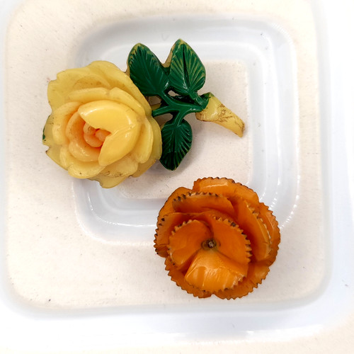 Vintage plastic rose brooch - vintage,