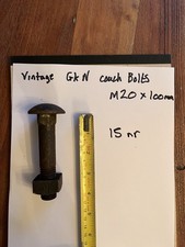 Vintage GKN M20 x 100 mm  Coach Bolts + Nuts X 15 number