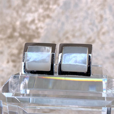 Dunhill Cufflinks Square White Shell 925 Sterling Silver