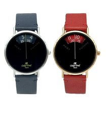 Oskar Emil Classic MYSTIC Unusual No Hands PAST FUTURE Watch Leather Strap