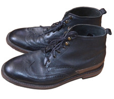 H By Hudson Ankle Lace-up Black Brogue Chukka Leather Boots  UK 7 EU 41