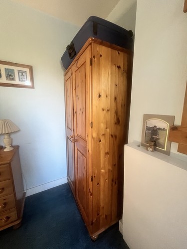 Antique pine double wardrobe - antique,