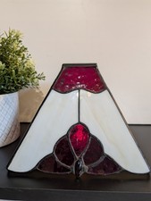 Tiffany Style Lampshade Glass Stained Red White Pendant Light Shade Vintage Deco
