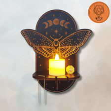 Moth Moon Wooden Crystal Altar