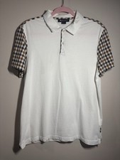 Aquascutum White check Polo Shirt Size Medium Great Condition