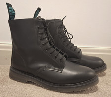 Solovair Black Leather Greasy 8 Eye Derby High Top Lace Up Boots Size 11