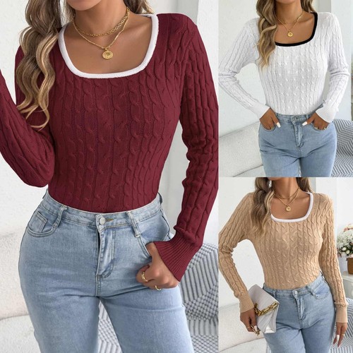 Square neck sweater - sweater, casual