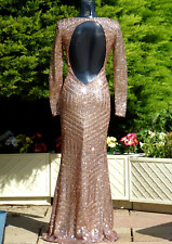 Jessica Wright Gold Sequin Maxi Dress Size 10 Wedding PROM Party Cruise Ball 3