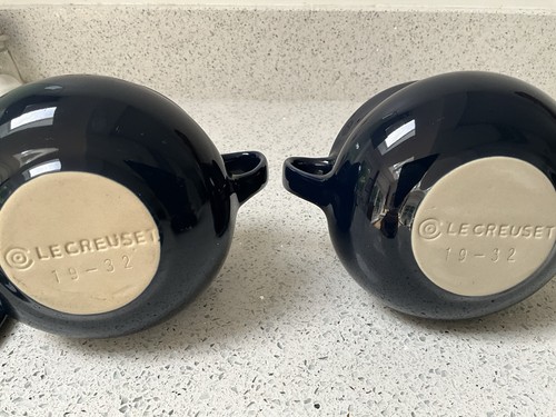 Two dark blue crueset soup - two,