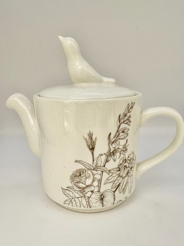 Botanical bird teapot - teapot,