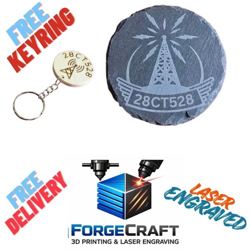 Laser engraved slate coaster - laser,