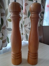 Pair large Wooden Salt and