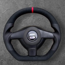 SEAT LEON MK1 FR CUSTOM MADE FLAT BOTTOM SPORT BLACK LEATHER STEERING WHEEL