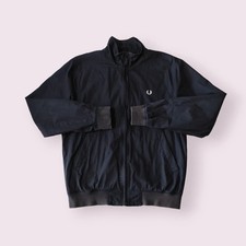 Fred Perry Mens Brentham Harrington Jacket Dark Blue Size Small Fleece Lined