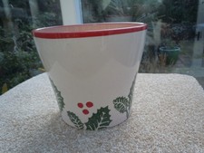 Scheurich Planter Pot German Ceramic Holly Berries Green Red Xmas
