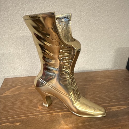 Brass victorian boot vase - boot, 7”