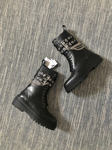 Zara black leather - leather, lace