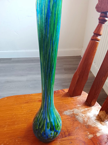 Large blue green hand blown - green,
