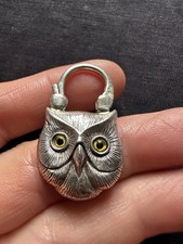 Vintage Silver Mark Sterling Silver Unusual Owl Face Lock Clasp
