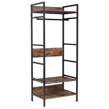 Industrial Open Wardrobe Clothes Rack 3-Tier Storage Shelves for Bedroom Hallway