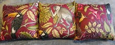 3 NEW/Homemade tropical/jungle style cushions (with 18" polyester pads)