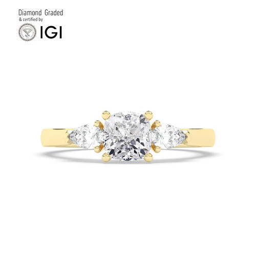 Cushion diamond trilogy ring - cushion,