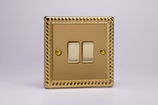 Varilight 2 Gang 10 Amp Switch Georgian Polished Brass Effect