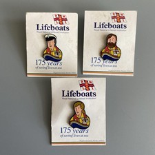 3 x RNLI Lifeboat Pin Badges -