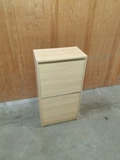 IKEA BISSA Shoe Cabinet with 2 Compartments Organizer Oak Effect 49x28x93 cm