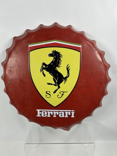 Ferrari red 35cm round metal - 35cm,