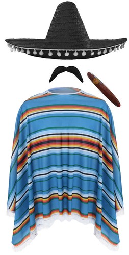 Mexican poncho sombrero - mexican,