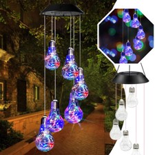 Hanging Colour Changing Solar Powered LED Bulbs Lights Garden Wind Chime UK
