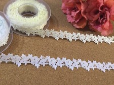 "Laces Galore”Ivory/White Rose Guipure/Venise Lace Trim 1” Bridal/Xmas Crafts