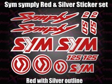 Sym Symply 1, 2 Stickers / Decals Red & silver printed vinyl, 50, 125