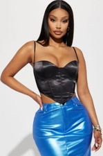 Fashion Nova Black Crop Satin
