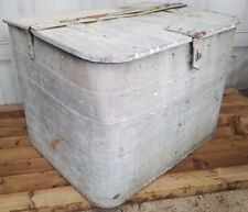 French Galvanised  Riveted  Farm Feed Bin ,store , Log Basket.