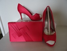 JACQUES VERT BOW TRIM SHOES AND BAG /Coral   SIZE 7 -NEW