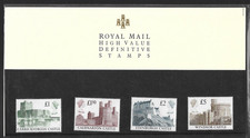 Royal Mail High Value Definitive Stamps (four mint stamps of British Castles)