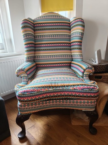 Antique unique wing back chair - back,