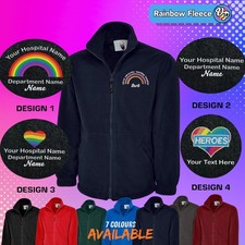 RAINBOW FLEECE JACKET WORKWEAR EMBROIDERED WITH CUSTOM TEXT UNISEX CARE WORKERS
