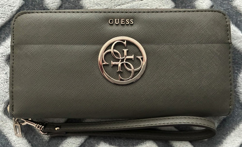 Guess logo zip around - zip-around, textured