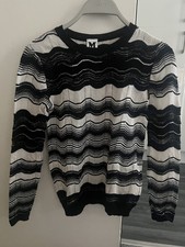 M Missoni Monochrome Patterned Knit Long Sleeve Top XS