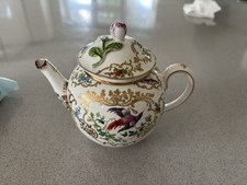 RARE Antique Booths Chelsea Birds Fine Porcelain Small Teapot, England, c1900 