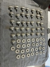 Vintage White Porcelain Drawer And Cupboard Handles 36 Pieces + 29 Bases