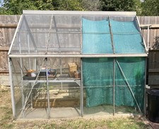 Qualcast 6ft x 8ft Glass Windowed Aluminium Framed Greenhouse - Good Condition
