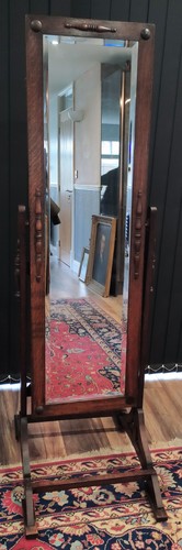 Antique oak cheval tilting - antique,