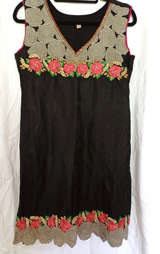 Black linen sleeveless smock - black,